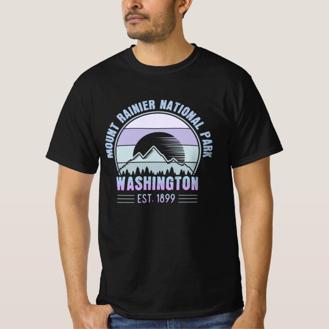 Mount Rainier National Park Washington USA Retro T-Shirt (Vorderseite)