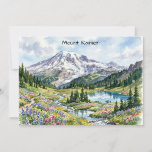 Mount Rainier Nationalpark Aquarell-Kunst Karte