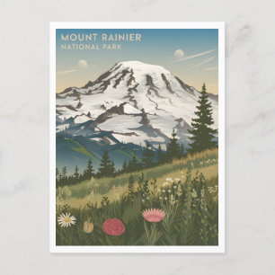 Mount Rainier Nationalpark im Vintage-Stil Postkarte