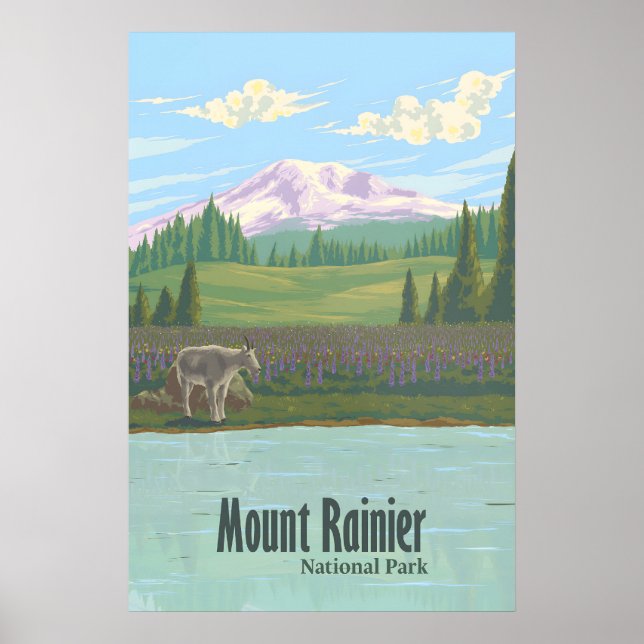 Mount Rainier Nationalpark Reiseplakat Poster (Vorne)