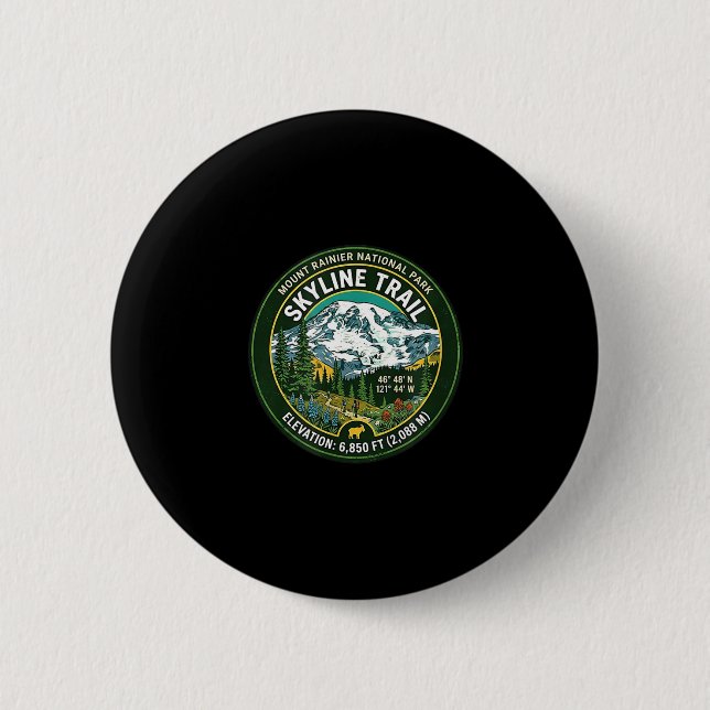 Mount Rainier Nationalpark Skyline Trail Vintage Button (Vorderseite)