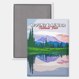 Mount Rainier Nationalpark Vintage Postkarte Magnet