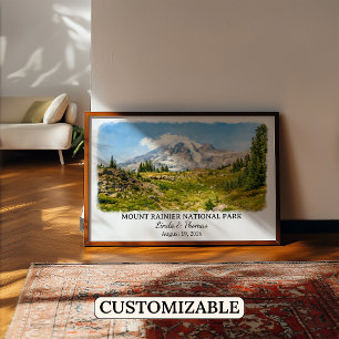 Mount Rainier Nationalpark Washington Aquarell Poster