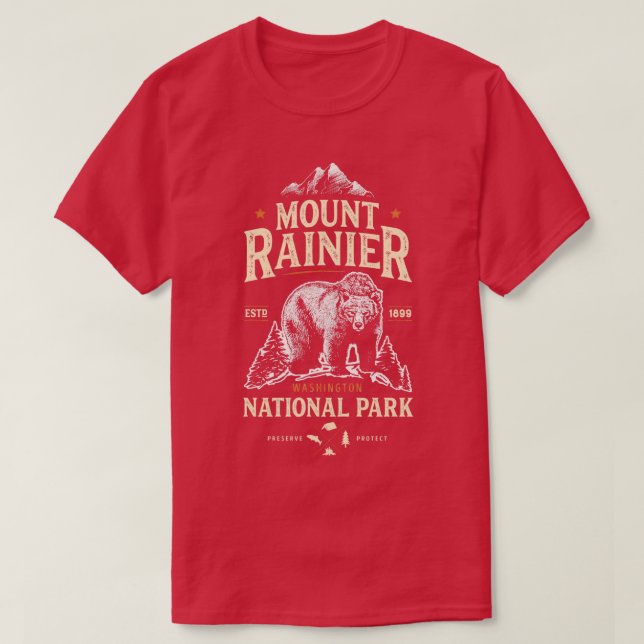 Mount Rainier Nationalpark Washington Bear Vintag T-Shirt (Design vorne)