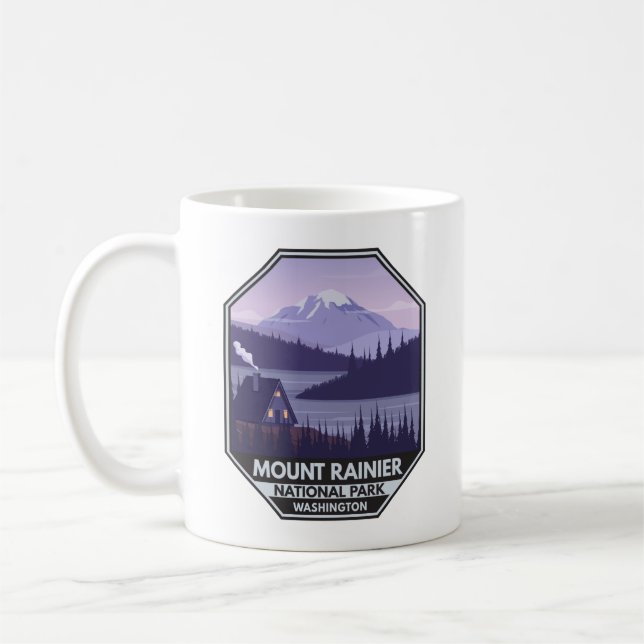 Mount Rainier Nationalpark Washington Cabin Retro Kaffeetasse (Links)