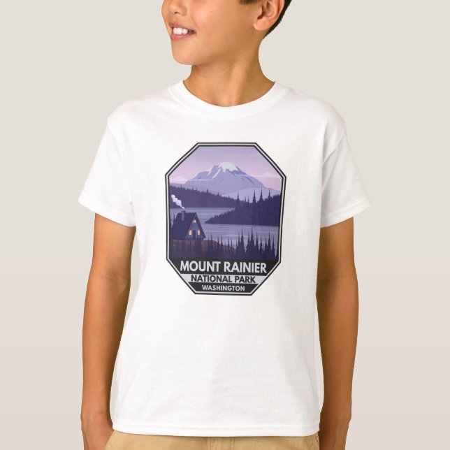 Mount Rainier Nationalpark Washington Cabin Retro T-Shirt (Vorderseite)