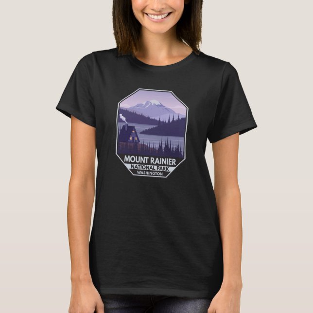 Mount Rainier Nationalpark Washington Cabin Retro T-Shirt (Vorderseite)