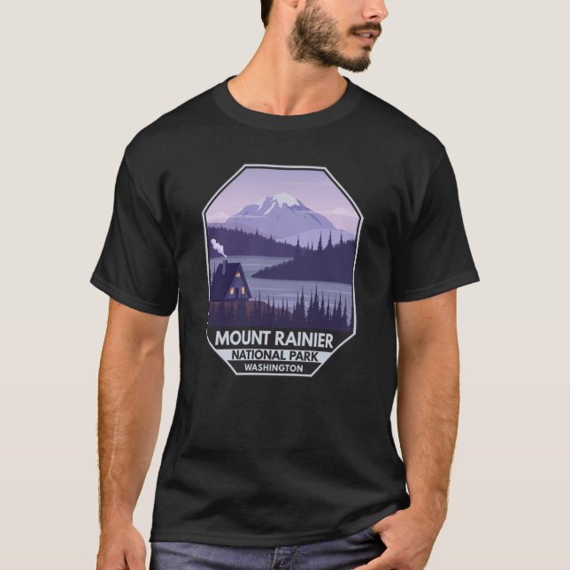 Mount Rainier Nationalpark Washington Cabin Retro T-Shirt (Vorderseite)