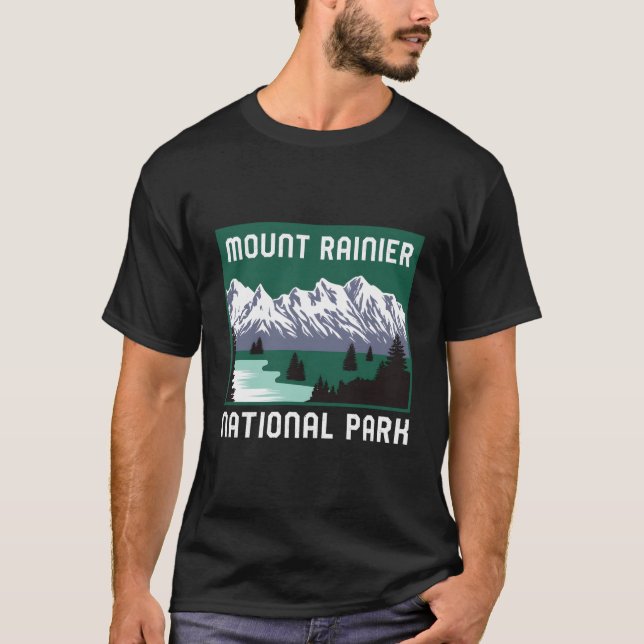 Mount Rainier Nationalpark Washington Retro Graph T-Shirt (Vorderseite)