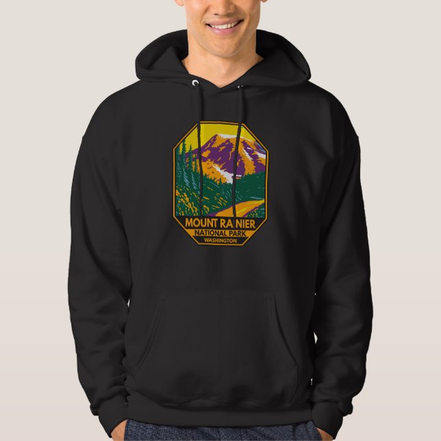 Mount Rainier Nationalpark Washington Retro Hoodie (Vorderseite)