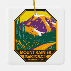 Mount Rainier Nationalpark Washington Retro Keramikornament