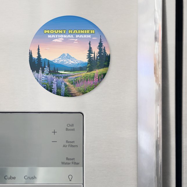Mount Rainier Nationalpark Washington Retro Magnet (In Situ (Kühlschrank))