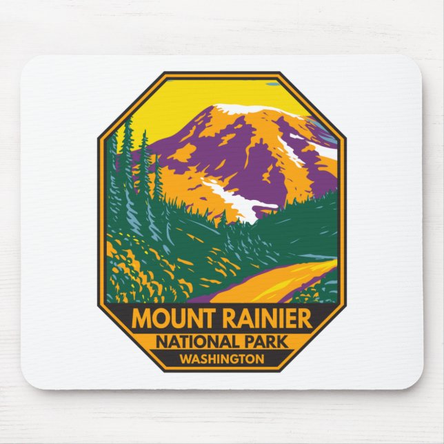 Mount Rainier Nationalpark Washington Retro Mousepad (Vorne)