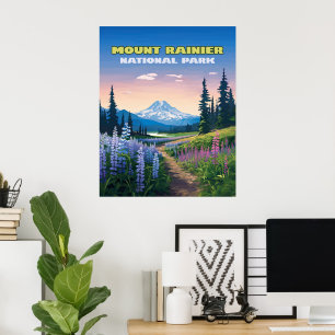 Mount Rainier Nationalpark Washington Retro Poster