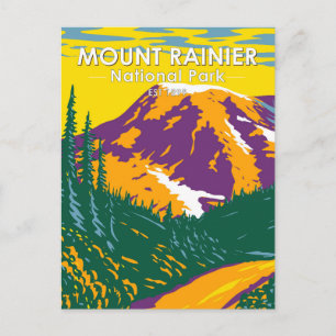 Mount Rainier Nationalpark Washington Retro Postkarte
