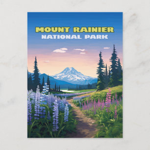 Mount Rainier Nationalpark Washington Retro Postkarte