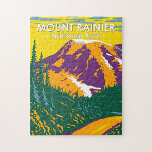 Mount Rainier Nationalpark Washington Retro Puzzle