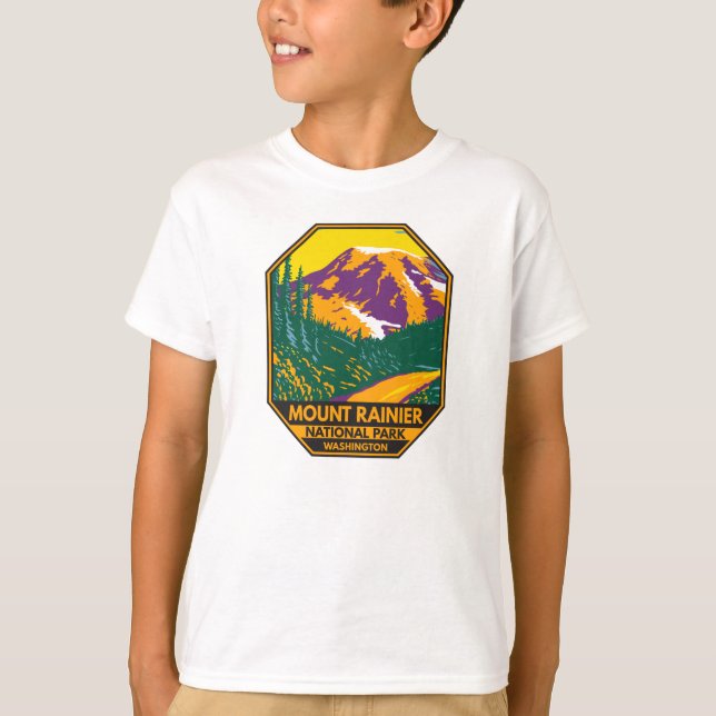 Mount Rainier Nationalpark Washington Retro T-Shirt (Vorderseite)