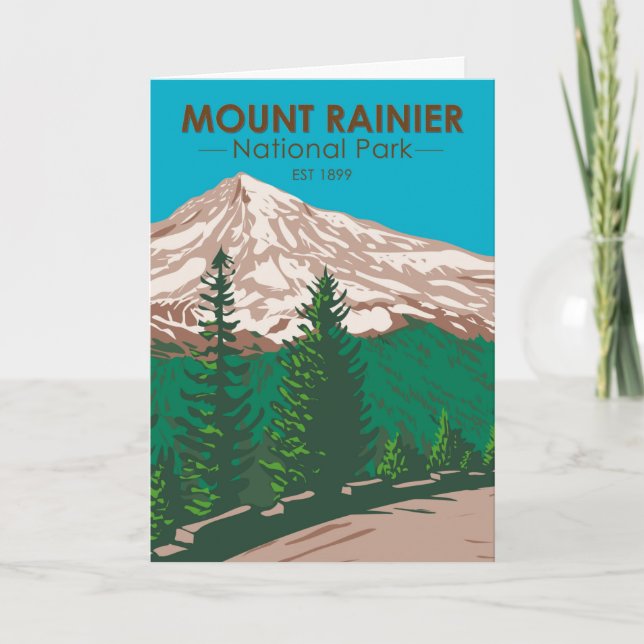 Mount Rainier Nationalpark Washington Vintag Karte (Vorderseite)