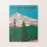 Mount Rainier Nationalpark Washington Vintag Puzzle<br><div class="desc">Mount Rainier Vektorgrafik Design. Der Park ist von Tälern,  Wasserfällen und subalpinen Wiesen umgeben.</div>