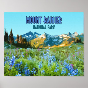 Mount Rainier Nationalpark Washington Vintage Poster