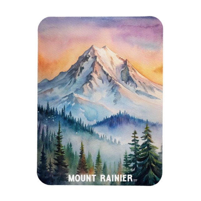 Mount Rainier Nationalpark Wasserfarbenmalerei Magnet (Vertikal)