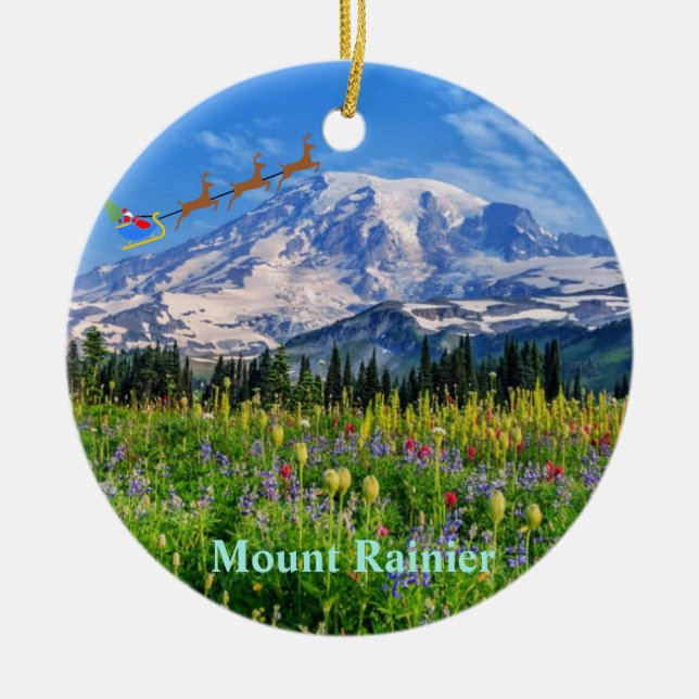Mount Rainier Nationalpark Weihnachtsmuseum Keramik Ornament (Vorne)