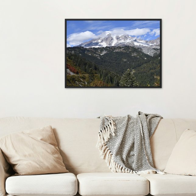 Mount Rainier Panoramatal-Landschaft Fotodruck (In Situ (Framed))