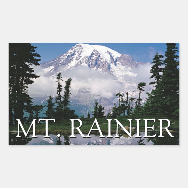 Mount Rainier | Reflektion in einem Bergteich Rechteckiger Aufkleber (Vorderseite)