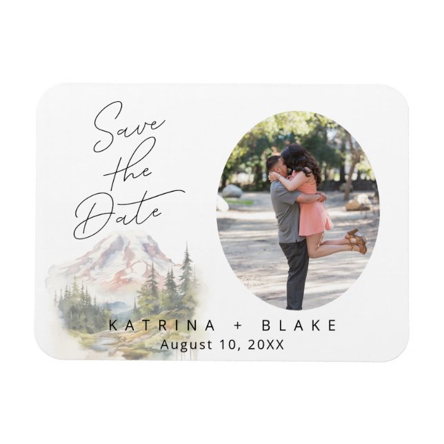 Mount Rainier Save the Date Flexible Foto Magnet (Horizontal)