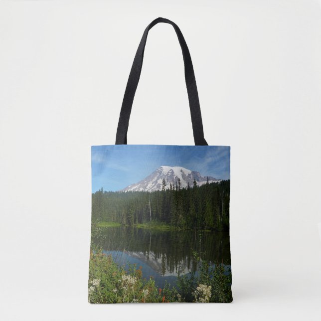 Mount Rainier Seereflektion mit Wildblumen (Vorderseite)