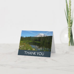 Mount Rainier Seereflektion mit Wildblumen Dankeskarte