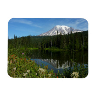 Mount Rainier Seereflektion mit Wildblumen Magnet