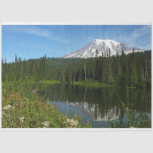 Mount Rainier Seereflektion mit Wildblumen Seidenpapier