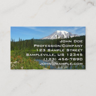 Mount Rainier Seereflektion mit Wildblumen Visitenkarte