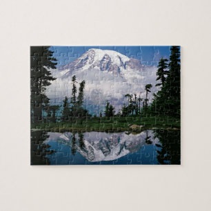 Mount Rainier spiegelt sich in einem Bergsee Puzzle