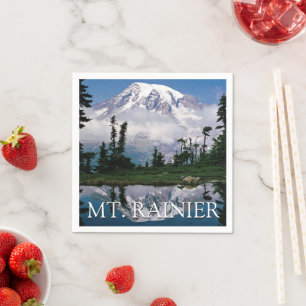 Mount Rainier Spiegelung in einem Bergteich Serviette
