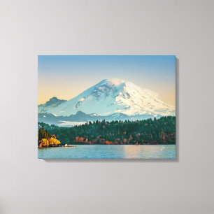 Mount Rainier über dem Lake Washington Fine Art La Leinwanddruck