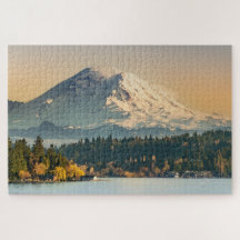 Mount Rainier über dem Washington Lake Sunset Fine
