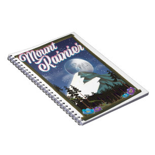 Mount Rainier Urlaubsposter. Notizblock