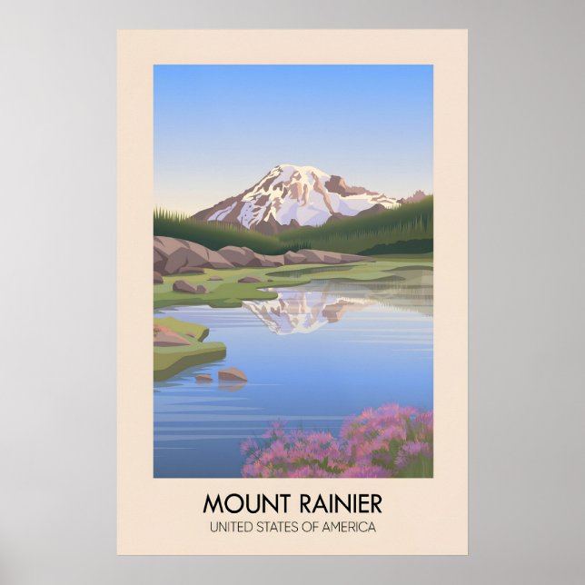 Mount Rainier USA Reiseplakat Poster (Vorne)