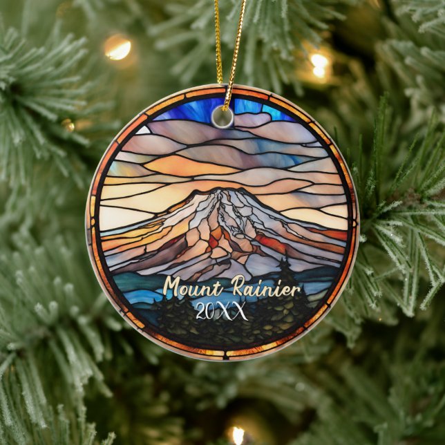 Mount Rainier Vacation Souvenir Keramik Ornament (Baum)