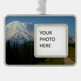 Mount Rainier vom Sourdough Ridge Trail Rahmen-Ornament Silber