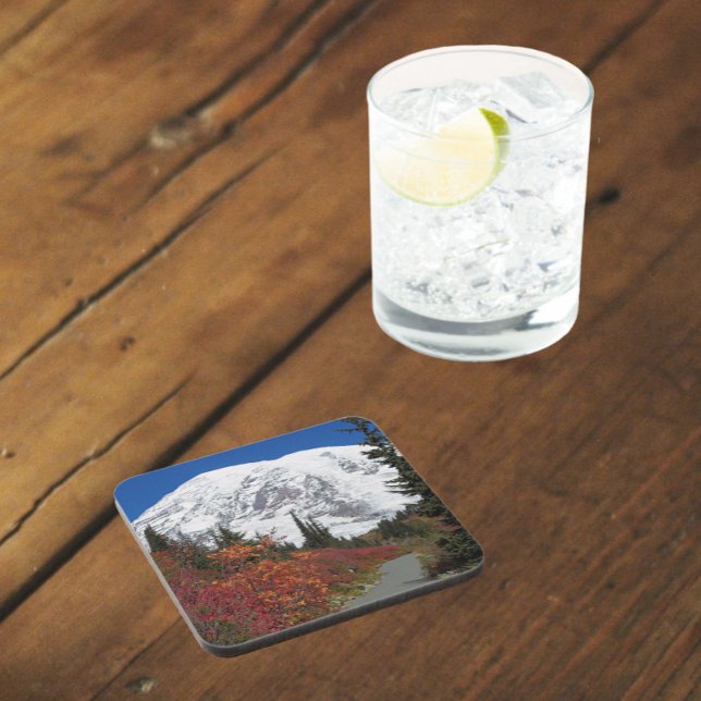 Mount Rainier Wanderweg Farbe Fall Getränkeuntersetzer (In Situ)