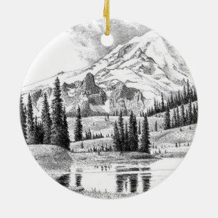 Mount Rainier, Washington Keramik Ornament