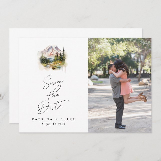 Mount Rainier Washington Save the Date (Vorne/Hinten)