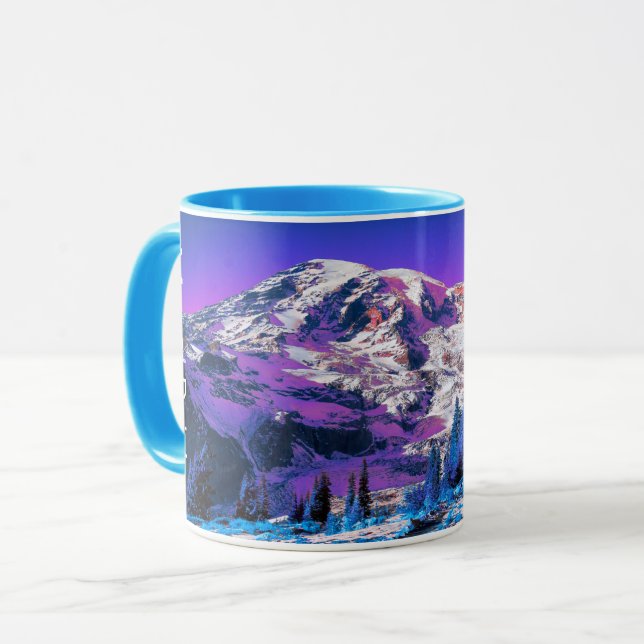 Mount Rainier Washington Staat Colorful Mountain Tasse (Vorderseite Links)