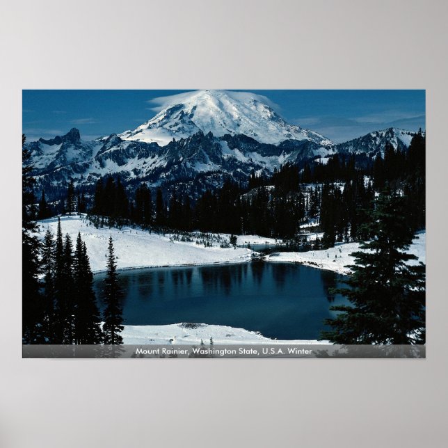Mount Rainier, Washington Staat, USA Winter Poster (Vorne)