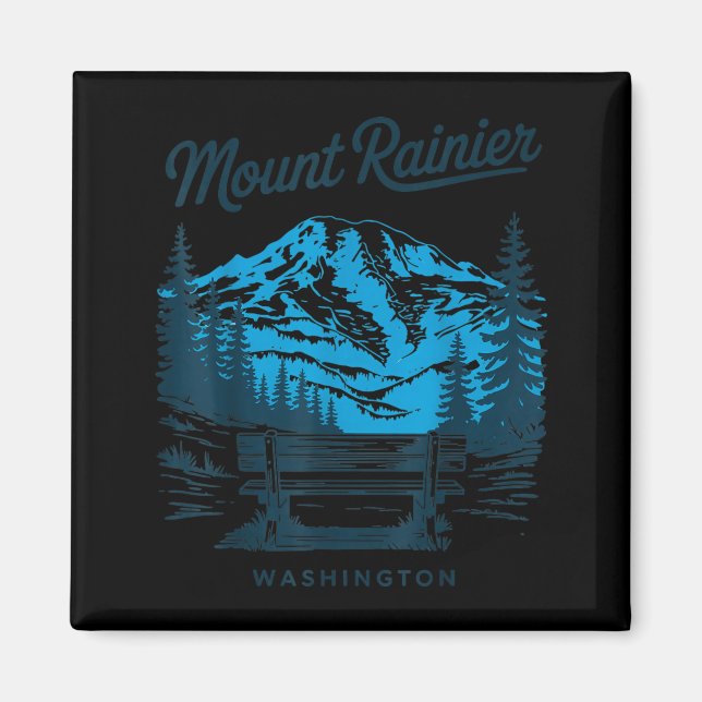 Mount Rainier Washington Vintage Reise Szene Magnet (Vorne)