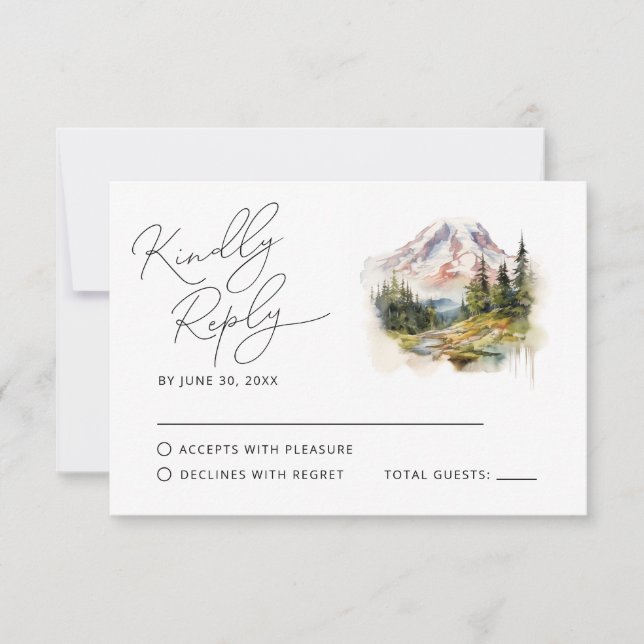 Mount Rainier Washington Watercolor UAWG RSVP Karte (Vorderseite)